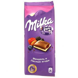 Шоколад Милка молочный Миндаль и лесные ягоды 85г